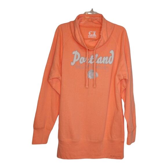Portland Winterhawks Pullover Sweatshirt Cowl Funnel Neck Orange Size 2X - Picture 1 of 5